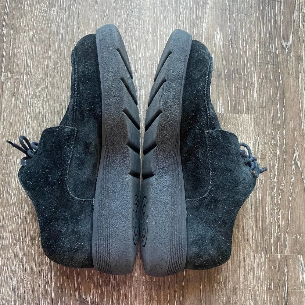 Vintage 1990s Black Suede Leather Round Toe Chunky Platform Chukka Shoe - Picture 4 of 9